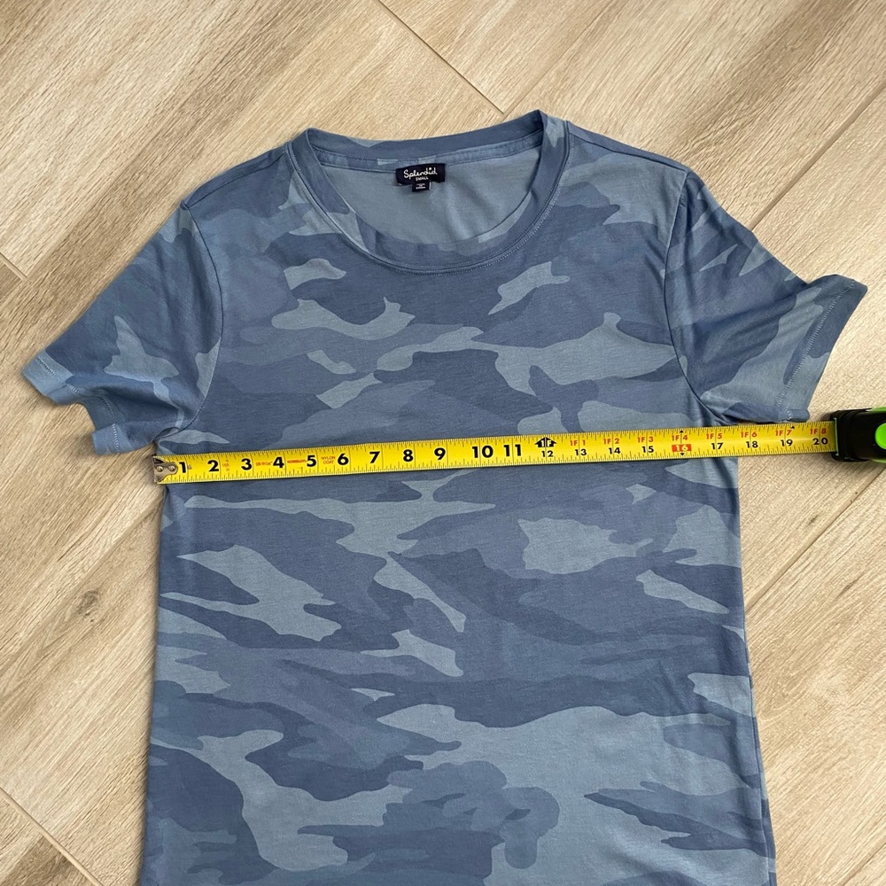 Splendid Blue Camo Crew Neck Short Sleeve T-Shirt Size Small - Picture 7 of 9